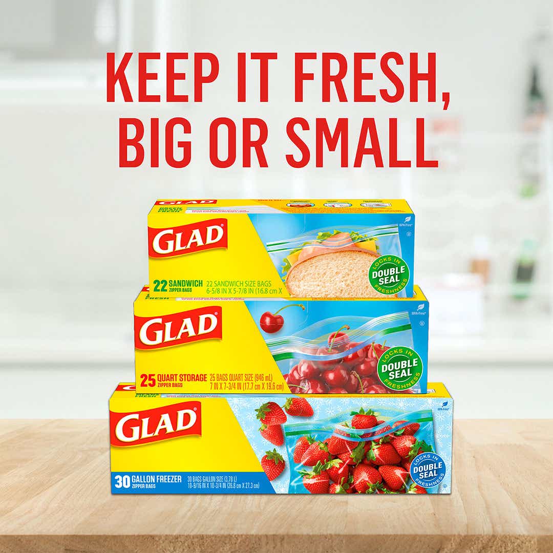 Glad Sandwich Bags With Fold Lock Top (100 Bags) 102649