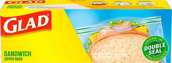 Glad Zipper Sandwich Bags, 50 Bags/Box (57263)