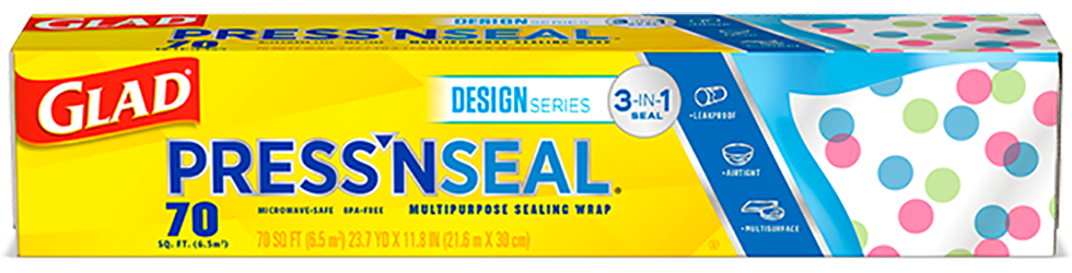 Glad Press'N Seal Plastic Food Wrap Roll + Designer Series Plastic