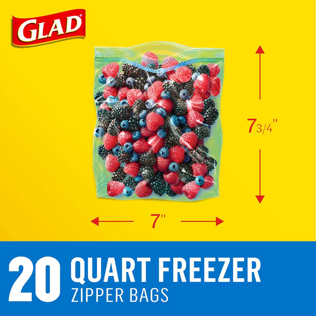 Glad Zipper Food Storage Freezer Bags - Gallon - 20 Count