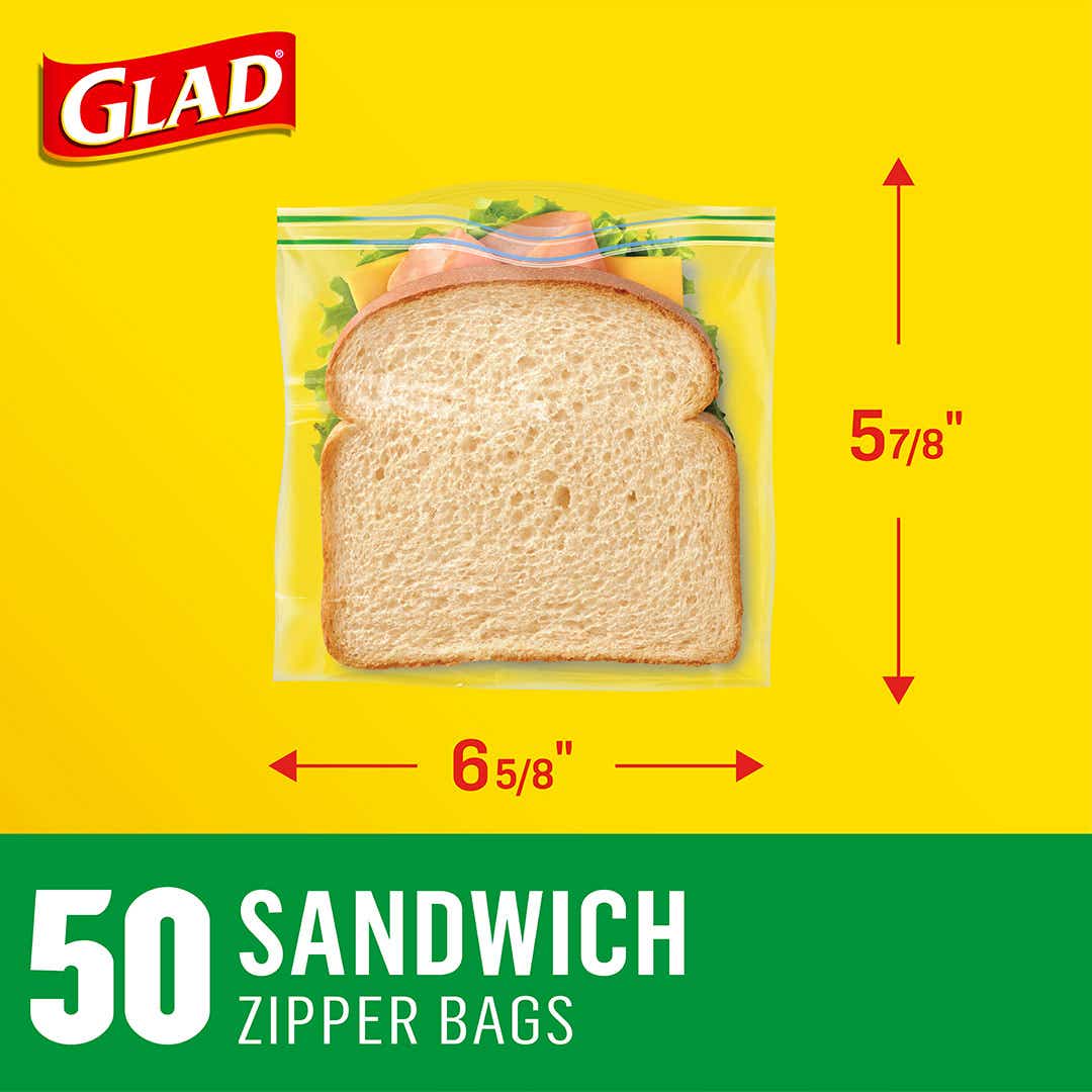 Glad Flexn Seal Food Storage Plastic Bags, Sandwich - 16 ct