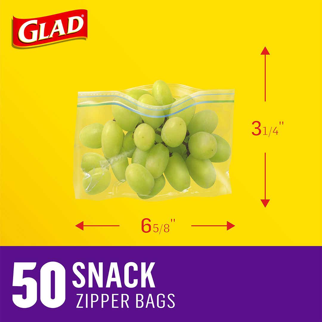Glad Zipper Food Storage Plastic Bags - Gallon Size - 50 ct.