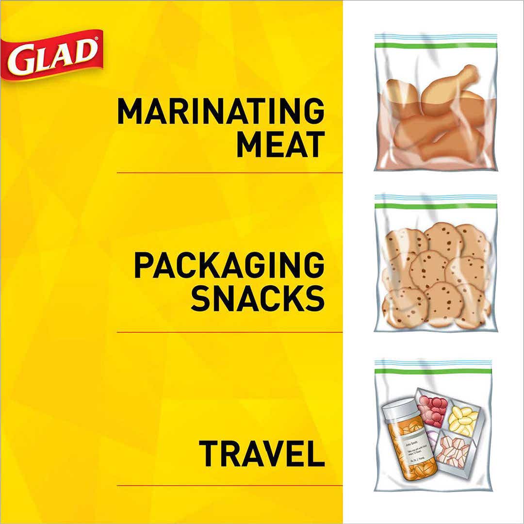 Glad Zipper Storage Bags, Quart Size 25 bags, 1 - Foods Co.