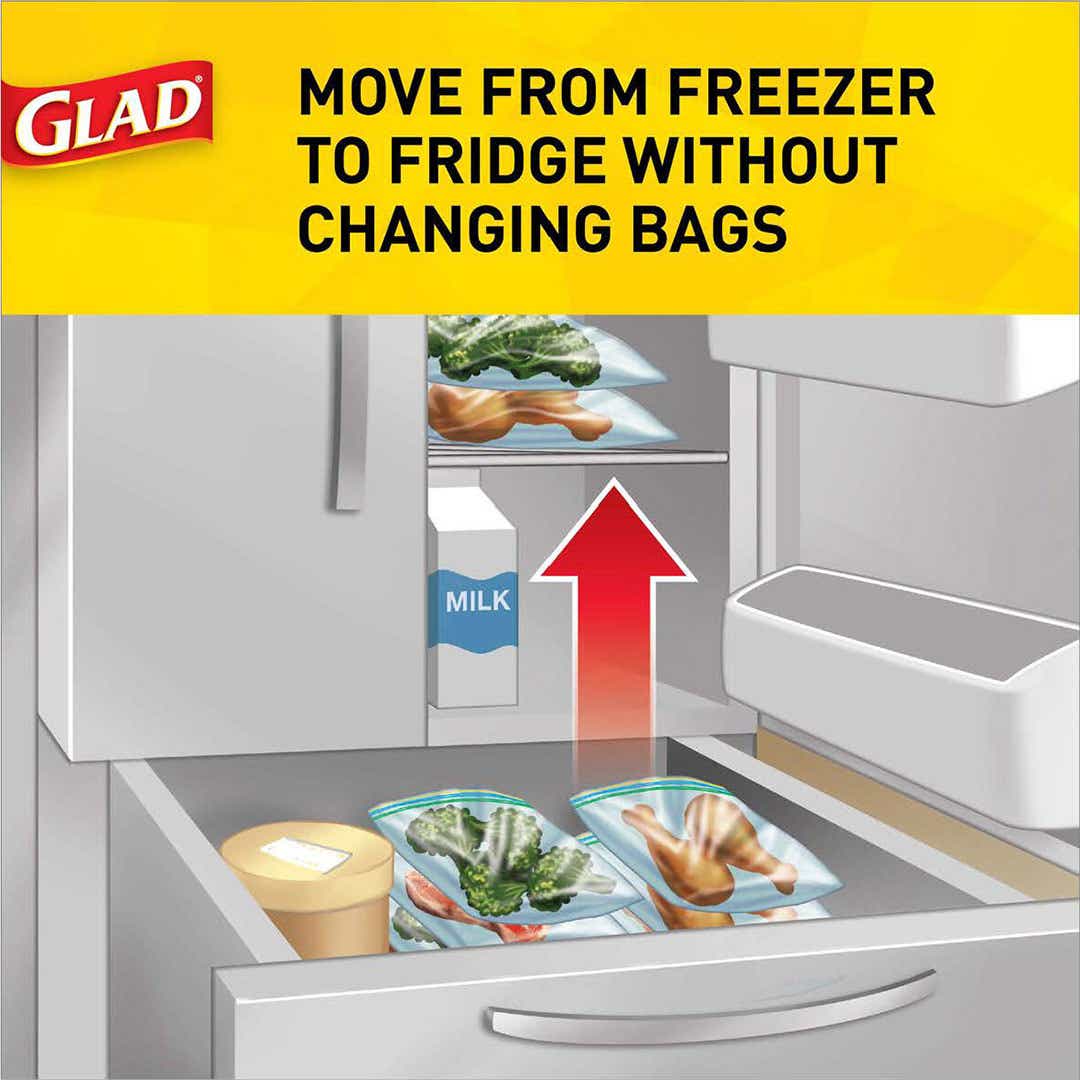 Glad Zipper Food Storage Plastic Bags - Quart - 50 Count (Packaging May  Vary)