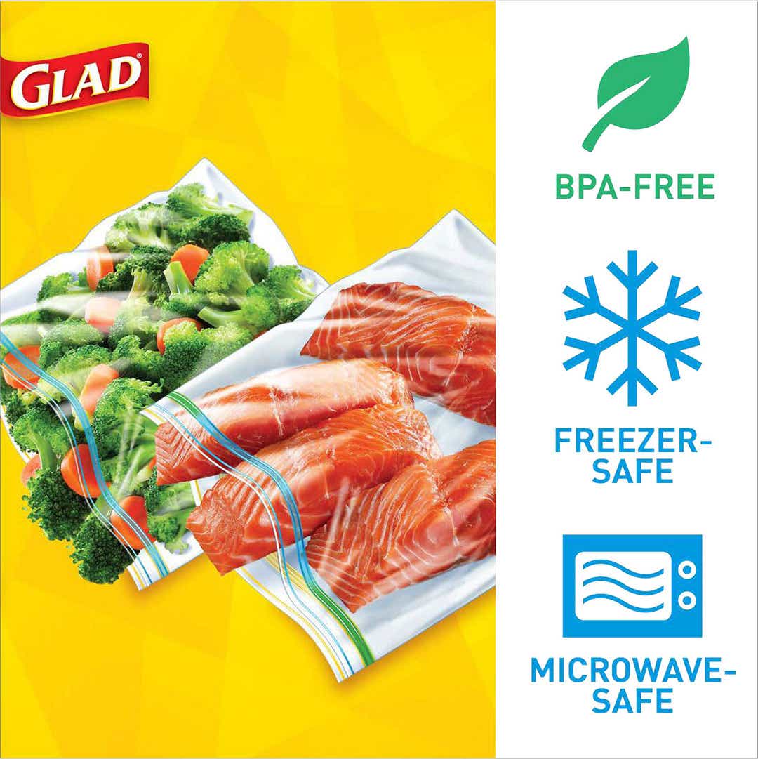 Glad Zipper Food Storage Plastic Bags - Quart - 50 Count (Packaging May  Vary)