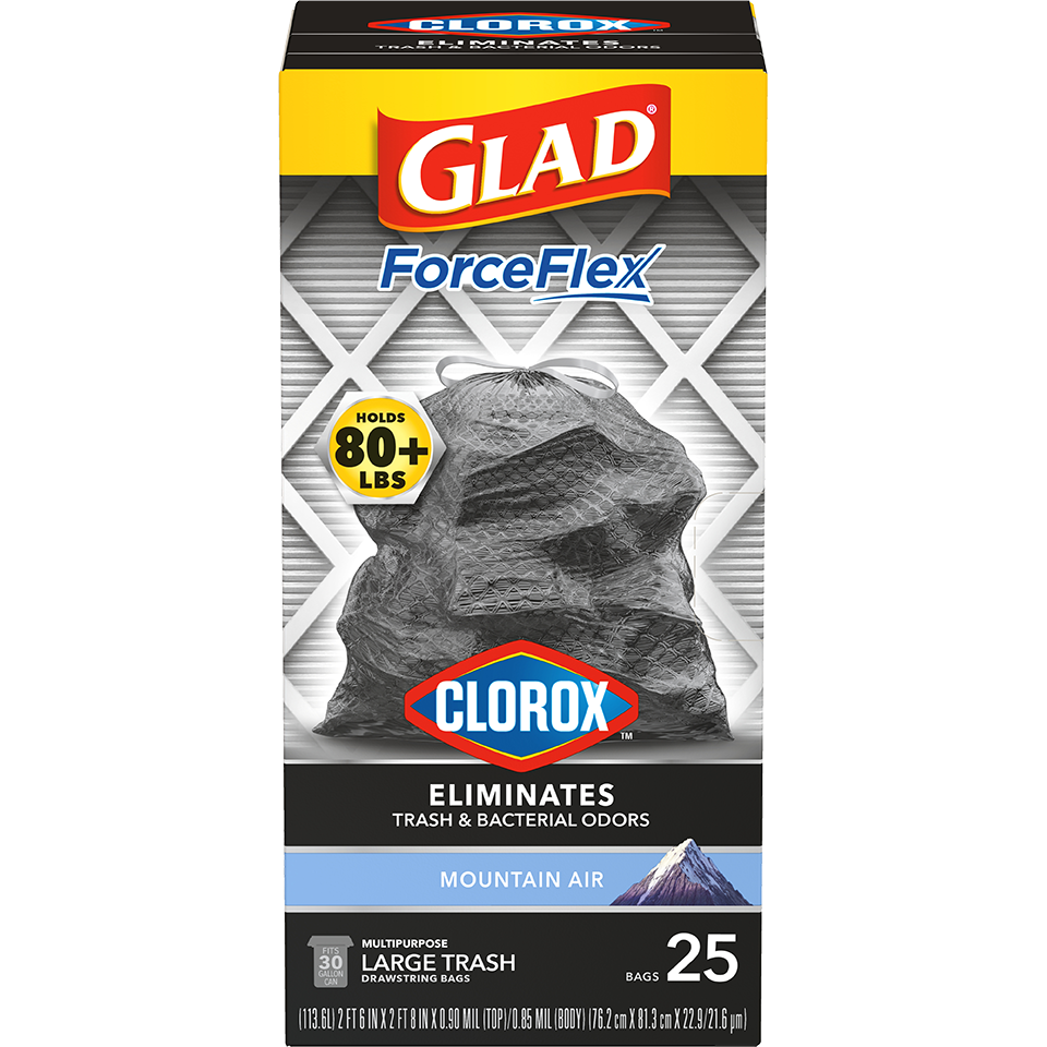 ForceFlex with Clorox® Drawstring Black Bags Mountain Air Scent