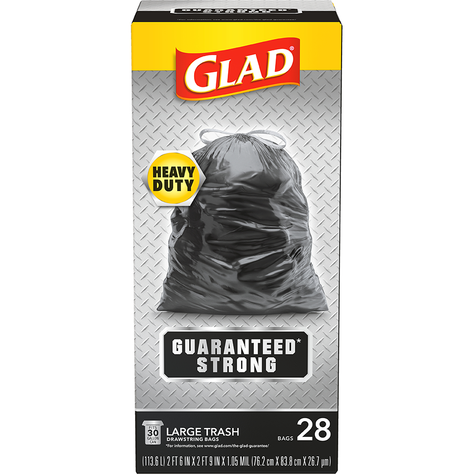 Garbage Bags Glad ForceFlex Large Drawstring Black 70 Bags - 30