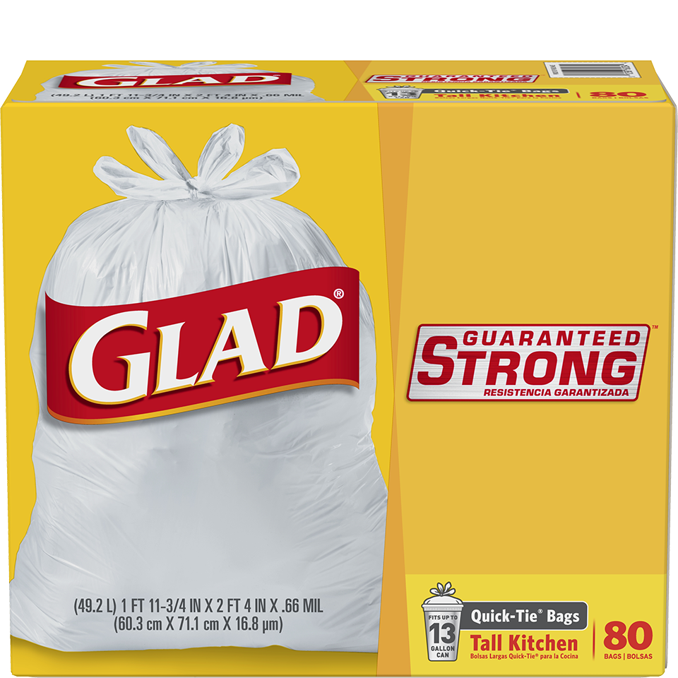 Glad 4 Gal. White Fresh Clean OdorShield Quick-Tie Small Trash