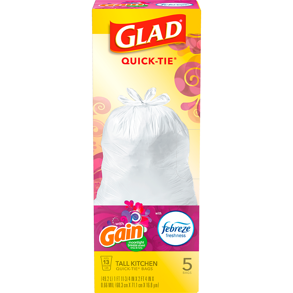 Glad ForceFlexPlus Tall Kitchen Gain Moonlight Breeze Scented