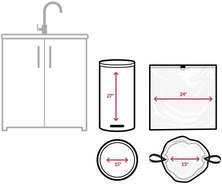 Schematic of a kitchen with measurements