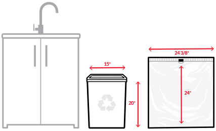 Schematic of a kitchen with measurements