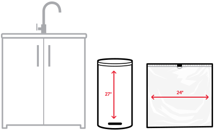 Schematic of a kitchen with measurements