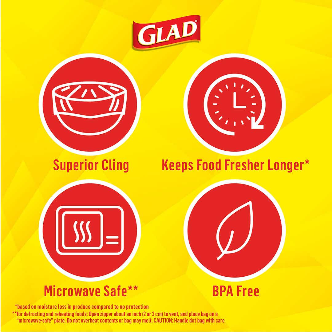 Glad Cling Wrap Plastic Wrap, 300 Square Foot Roll, Clear, 12