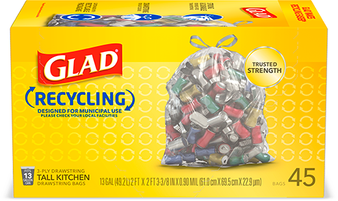 Glad Recycling 13-Gallons Clear Plastic Kitchen Drawstring Trash