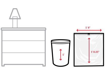 Schematic of a kitchen with measurements