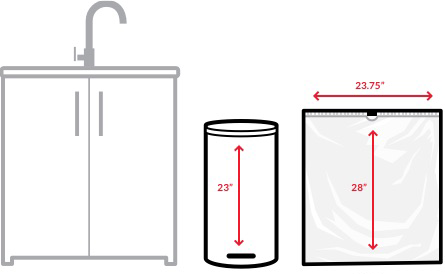 Schematic of a kitchen with measurements