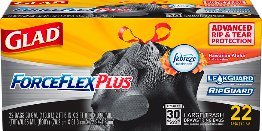 Glad ForceFlexPlus Drawstring Large Trash Bags