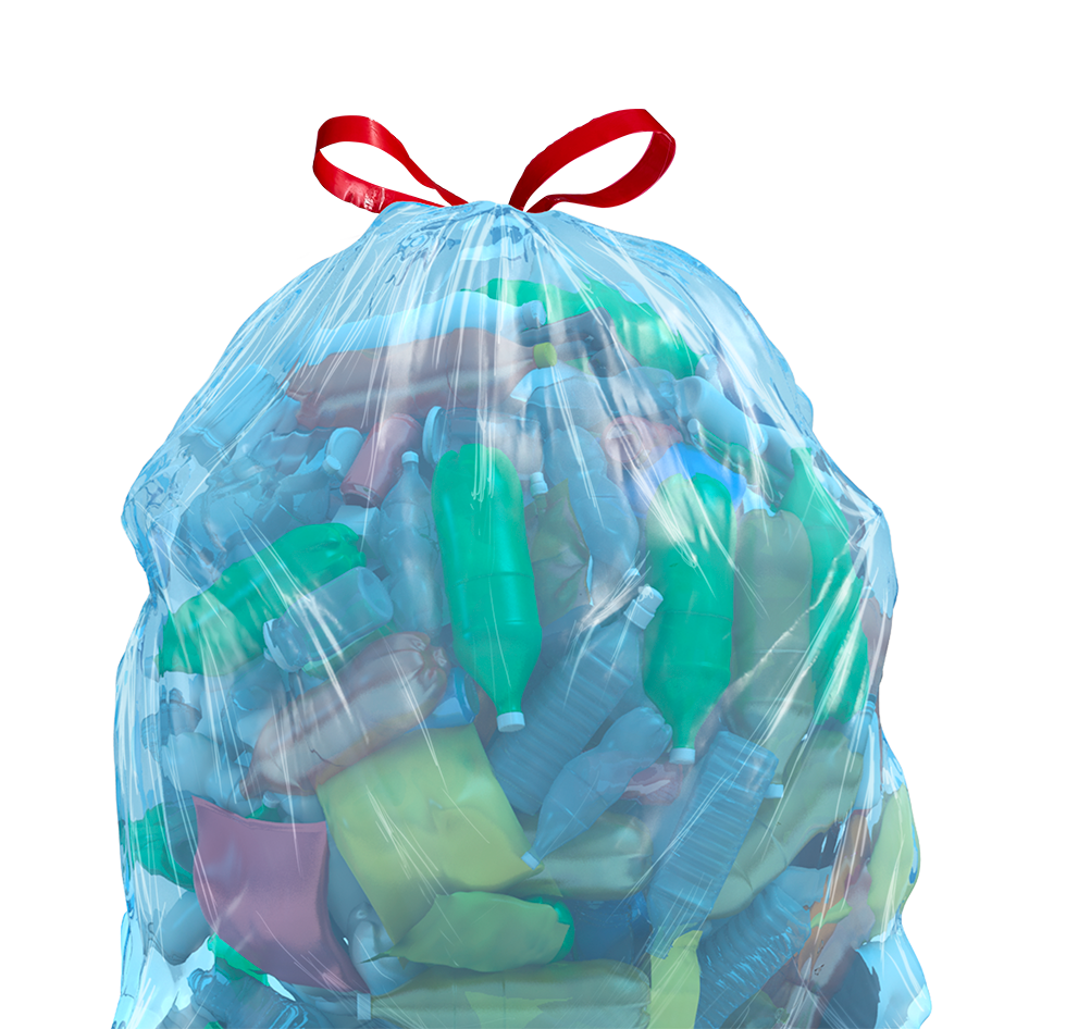 Glad Large Drawstring Recycling Bags - 30 Gallon Blue Trash Bag - 28 Count