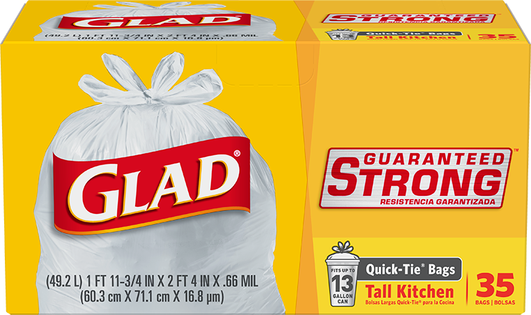 Glad Quick-Tie Tall Kitchen Bags, 13 Gallon, 80 bags