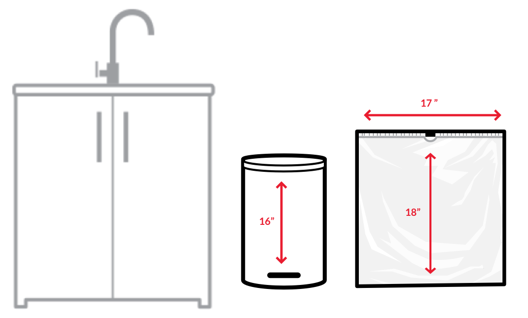 Schematic of a kitchen with measurements