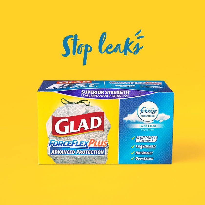 Use Glad Force Flex trash bags to ensure no liquids escape