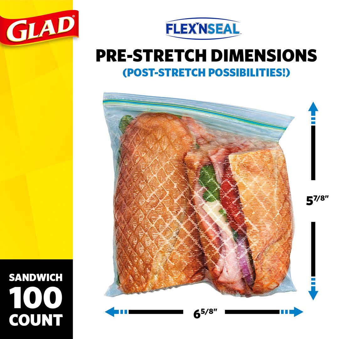 Glad Flex N Seal Food Storage Bags, Quart, 8 Ct.