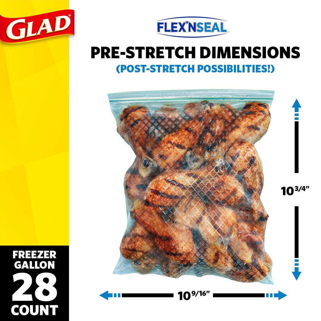 Glad Food Storage Glad Flex'n Seal Freezer Quart Zipper Bags, 35 Ct (Pack  of 4)