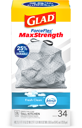 Tall Kitchen ForceFlex Quick-Tie Bags Fresh Clean Scent