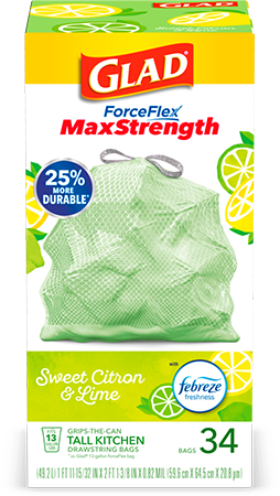 Scented Kitchen ForceFlex MaxStrength™ Bags — Sweet Citron & Lime Green Trash Bags