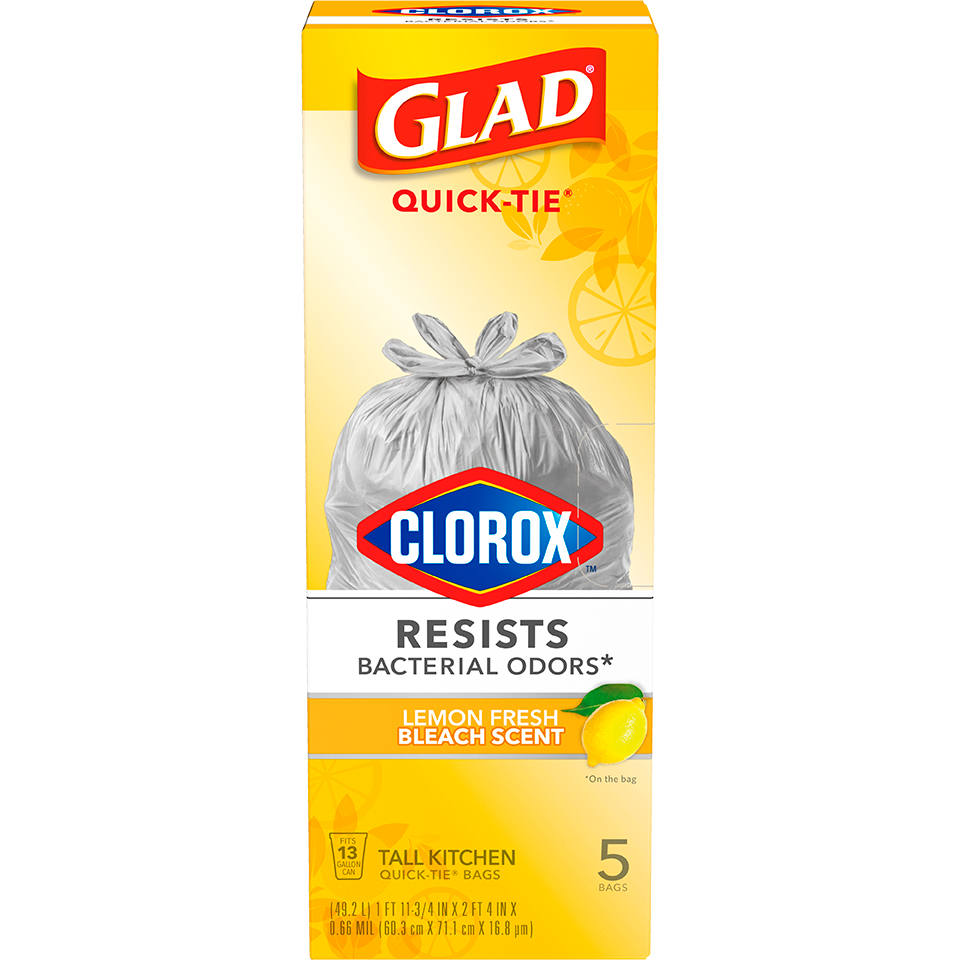 Clorox Drawstring Bags, Lemon Fresh Bleach Scent, Medium, 8 Gallon