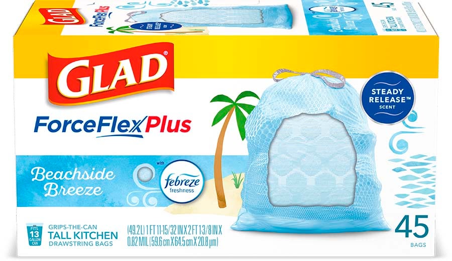 Scented Kitchen ForceFlexPlus Bags — Beachside Breeze Blue Trash Bags