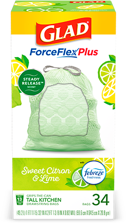 Scented Kitchen ForceFlexPlus Bags — Sweet Citron & Lime Green Trash Bags