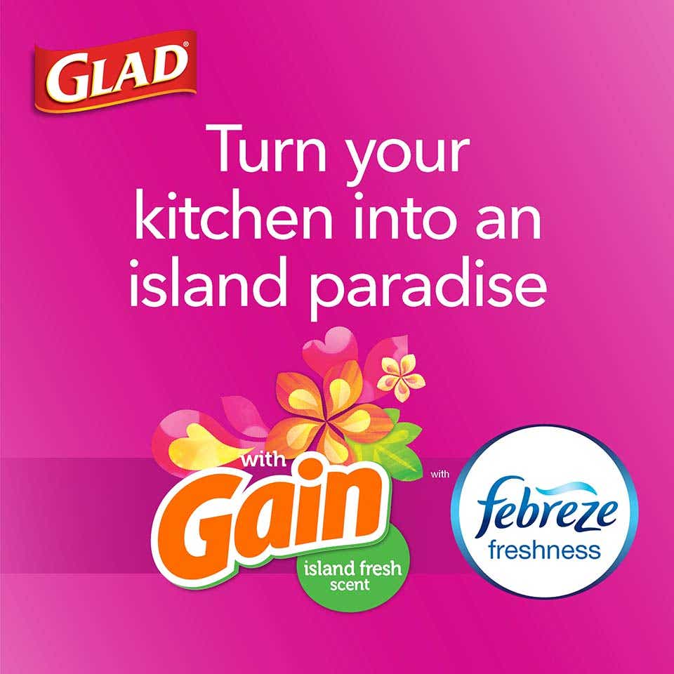 Glad Febreze Freshness Hawaiian Aloha Tall 13 Gallon Kitchen