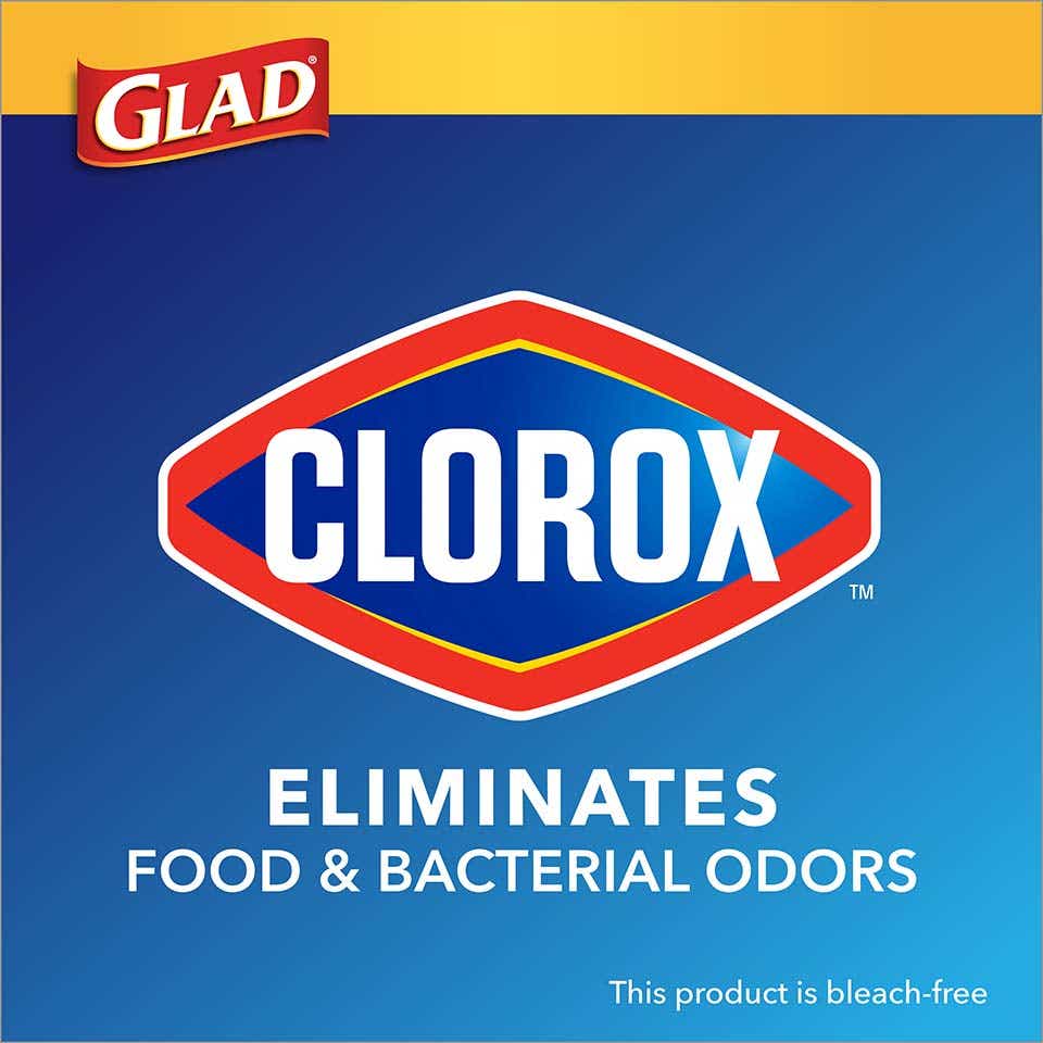 Glad with Clorox<sup>®</sup> Tall Kitchen Quick-Tie Bags  Lemon Fresh Bleach Scent