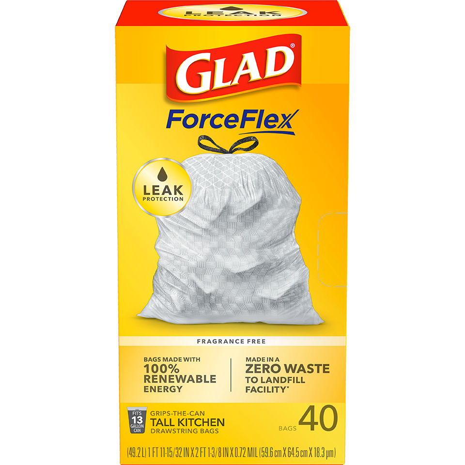 Glad Handle-Tie Recycling Bags, Blue, 30 Gallon, Trash Bags