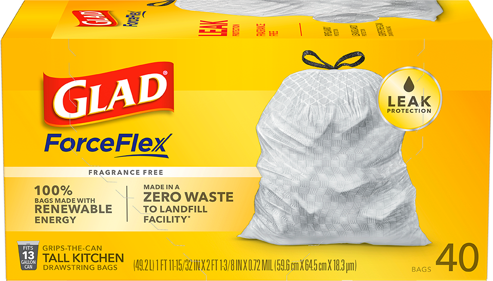 Glad ForceFlex Tall Kitchen Drawstring Trash Bags