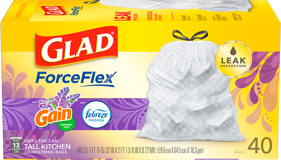 Kitchen ForceFlex Gain Lavender Scented Trash Bags