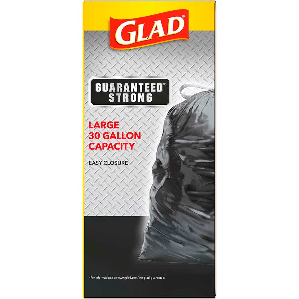 Glad Forceflex Large Drawstring Black Trash Bags - 30 Gallon