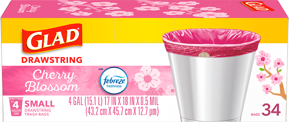 Glad Small Kitchen Drawstring Trash Bags 4 Gallons Febreze Sweet