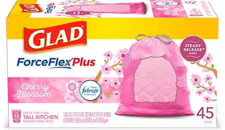 Scented Kitchen ForceFlexPlus Bags — Cherry Blossom Pink Trash Bags