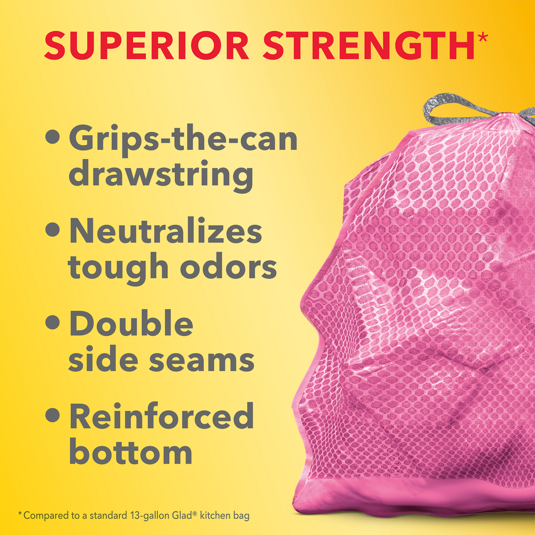 Scented Kitchen ForceFlex MaxStrength™ Bags — Cherry Blossom Pink Trash Bags