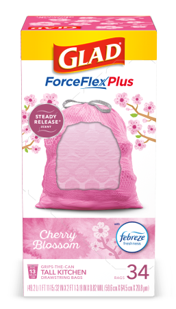 Scented Kitchen ForceFlexPlus Bags — Cherry Blossom Pink Trash Bags
