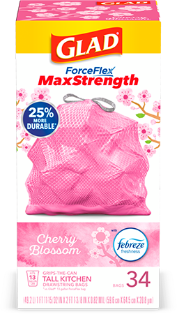 Scented Kitchen ForceFlex MaxStrength™ Bags — Cherry Blossom Pink Trash Bags