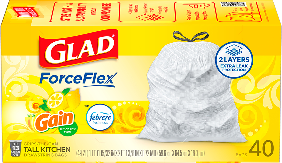 Kitchen ForceFlex Lemon Zest Scented Trash Bags